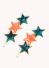 Marbelized Star Trio Clip - Colors: Green Emerald Night & Peach Travertino